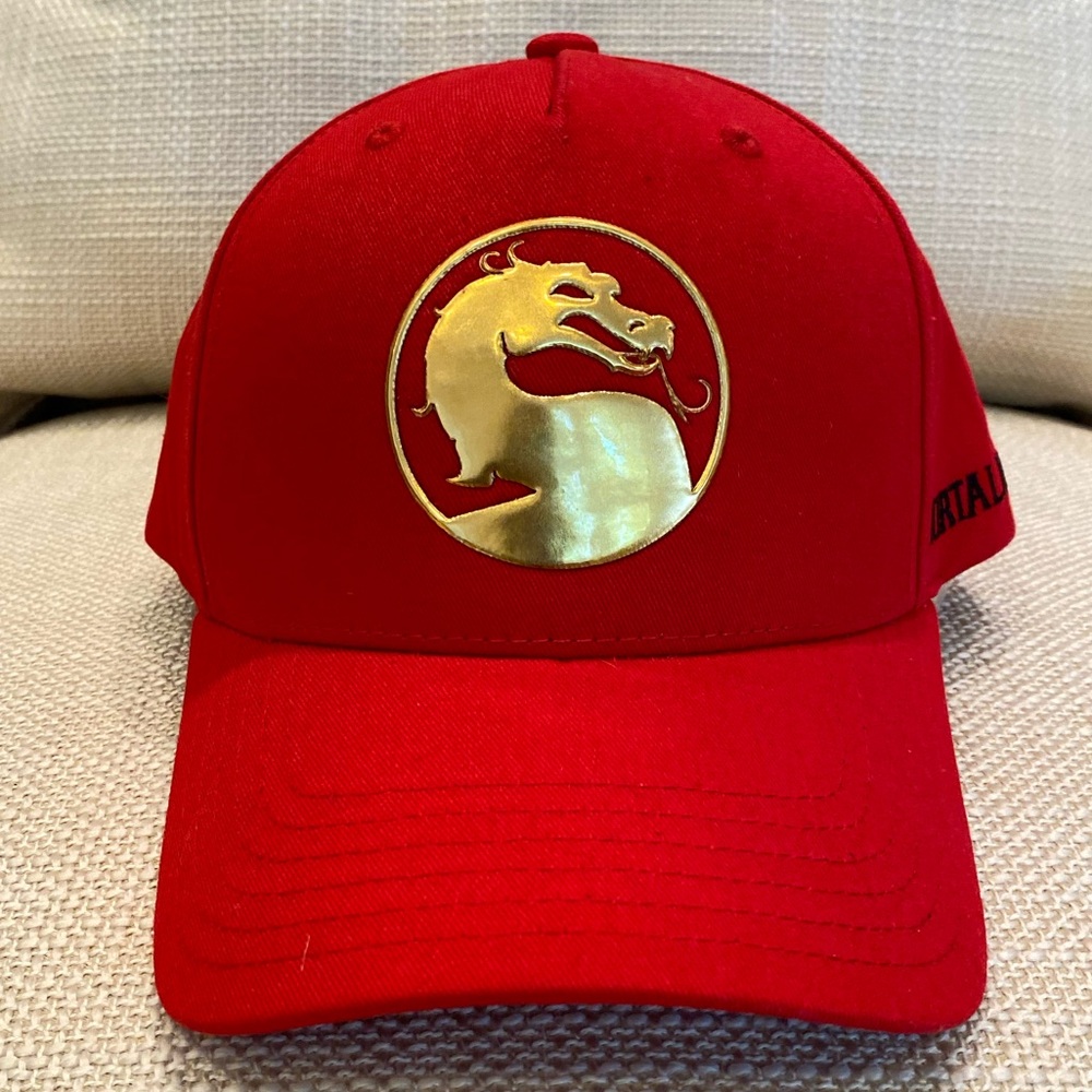 Mortal Combat Fatality Baseball Hat with Gold Metal Logo Men/Women Unisex NWT